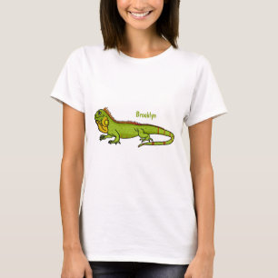 Camiseta Feliz desenho da iguana verde
