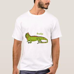 Camiseta Feliz desenho da iguana verde