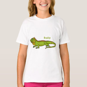 Camiseta Feliz desenho da iguana verde