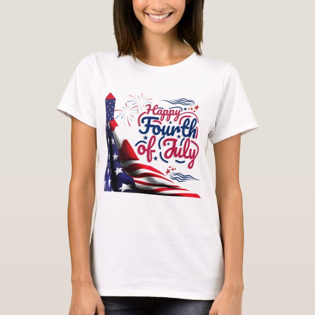 CAMISETA FELIZ DIA 4 DE JULHO DA INDEPENDÊNCIA  (Frente)
