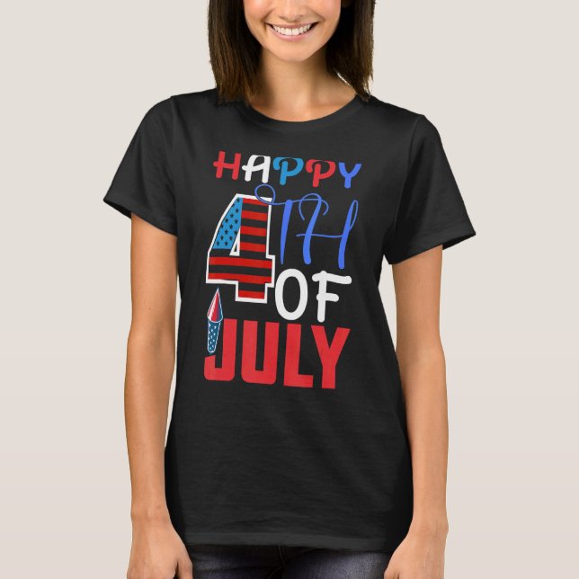 Camiseta Feliz Dia 4 De Julho Da Independência 1776 F Ameri (Frente)