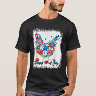 Camiseta Feliz Dia 4 De Julho Floral Flores De Frango Patri