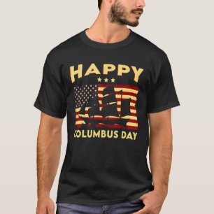 Camiseta Feliz Dia Colombo Vintagem Bandeira Americana Mulh