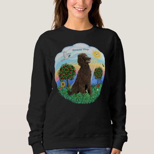 Camiseta Feliz Dia com Chocolate Poodle Padrão (Frente)