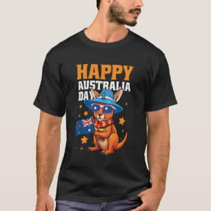 Camiseta Feliz Dia da Austrália Canguru Engraçado Bandeira 