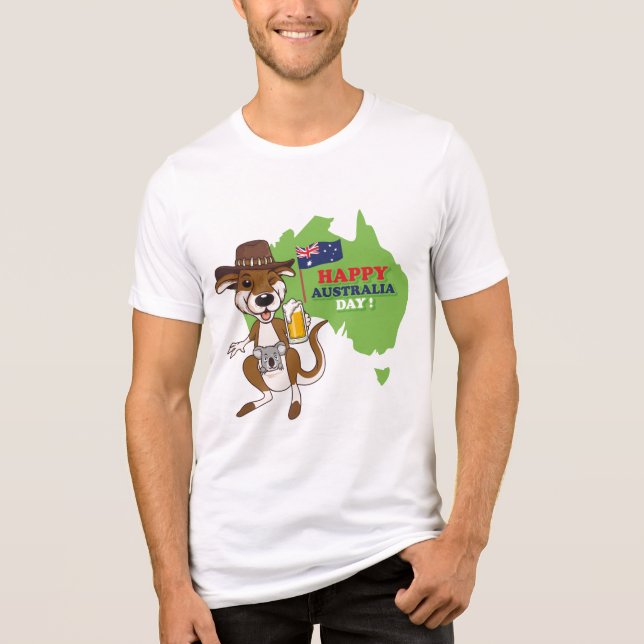 Camiseta Feliz Dia da Austrália Kangaroo Koala (Frente)