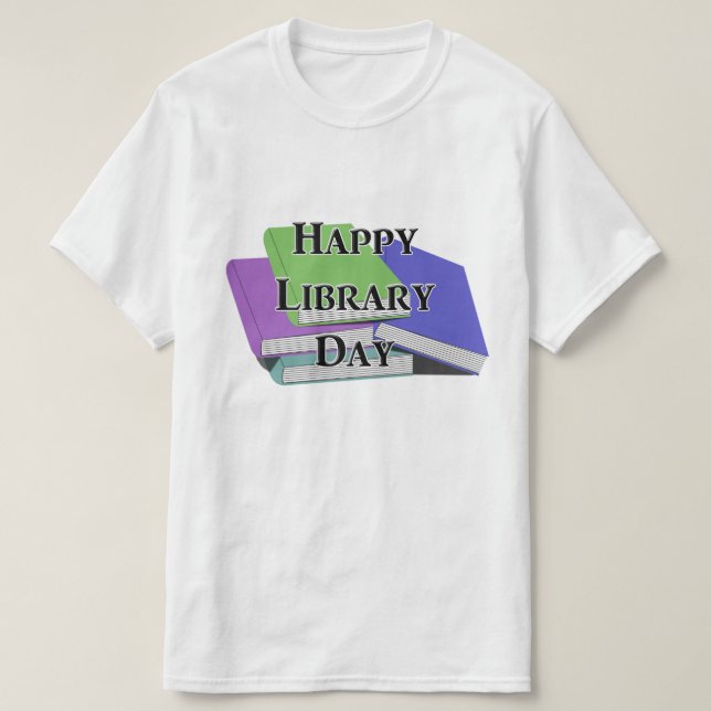 Camiseta Feliz Dia da Biblioteca  (Frente do Design)