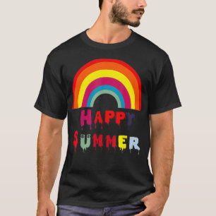 Camiseta Feliz Dia da Escola para Professores Rainbow Happ