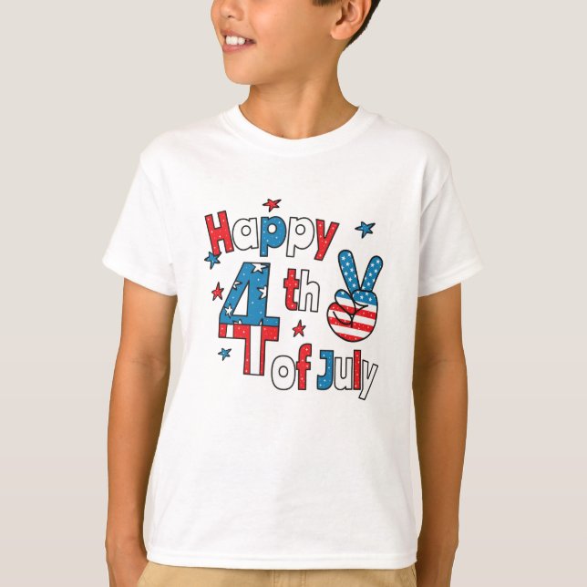 Camiseta Feliz Dia da Independência em 4 de julho (Frente)