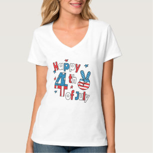 Camiseta Feliz Dia da Independência em 4 de julho