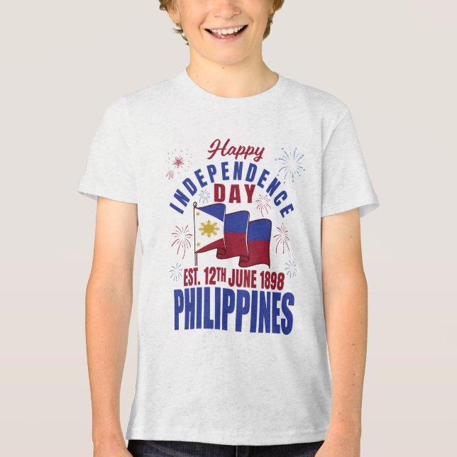 Camiseta Feliz Dia da Independência Filipinas Pinoy Filipin (Frente)