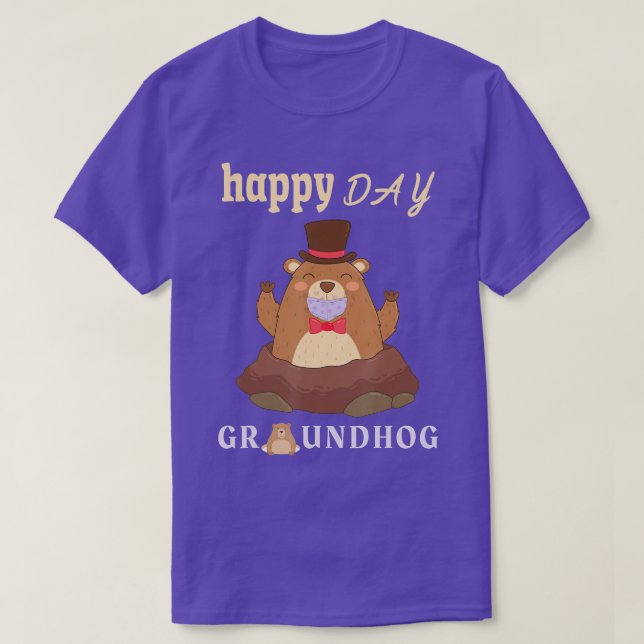 Camiseta Feliz Dia da Marmota 2021 Rosto Máscara Engraçado  (Frente do Design)