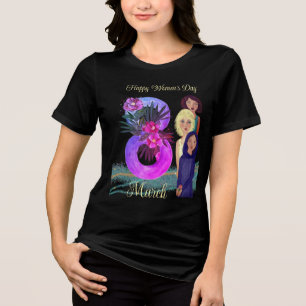 Camiseta Feliz Dia da Mulher   8 de março Escuro Vibrante