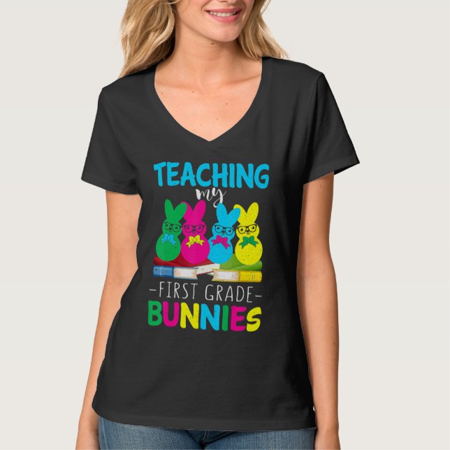 Camiseta Feliz Dia da Páscoa Coelhinha do Professor da Séri (Frente)