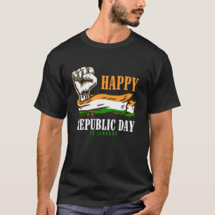 Camiseta Feliz Dia da República 2023 26 Janeiro Bandeira In