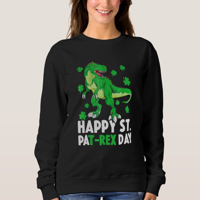 Camiseta Feliz dia da Rua PaT Rex Dinossaur Saint Patrick (Frente)