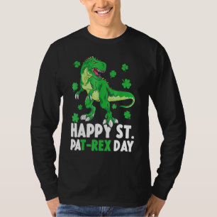 Camiseta Feliz dia da Rua PaT Rex Dinossaur Saint Patrick