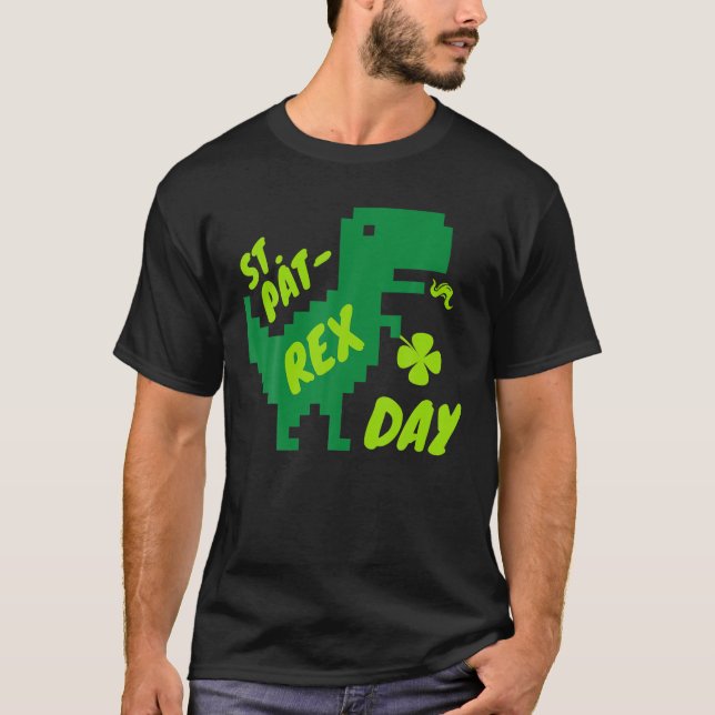 Camiseta Feliz Dia da Rua Pat-Rex, Dinossauro Pat-Rex, Rua  (Frente)