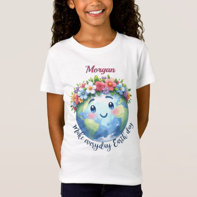 Camiseta Feliz Dia da Terra 22 abril Floral Personalizado (Frente)