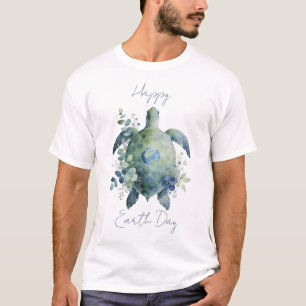 Camiseta Feliz Dia da Terra Desenho da Tartaruga