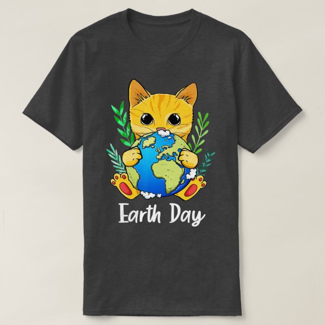 Camiseta Feliz Dia da Terra Fofa Com Terra Gata, Dia da Ter (Frente do Design)