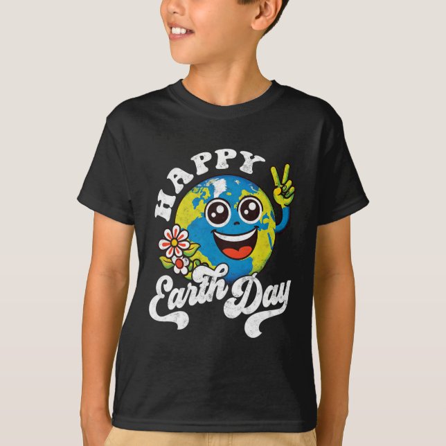 Camiseta Feliz Dia da Terra - Sinal de Paz Bonito Flor (Frente)