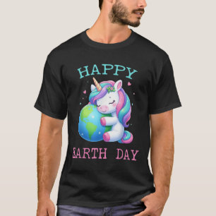 Camiseta Feliz Dia da Terra, Unicórnio Feliz, Homens Crianç