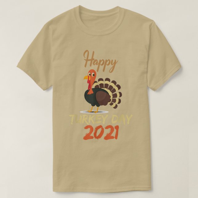 Camiseta Feliz Dia da Turquia 2021 Feriado de Ação de Graça (Frente do Design)