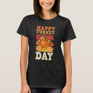 Camiseta Feliz Dia da Turquia Bonito Pequeno Peregrino Ação