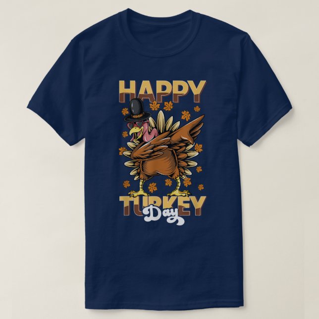 Camiseta Feliz Dia da Turquia Corajoso Turquia Dia de Ação  (Frente do Design)