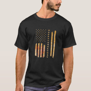 Camiseta Feliz Dia da Turquia Dia dos EUA Bandeira Dia de A