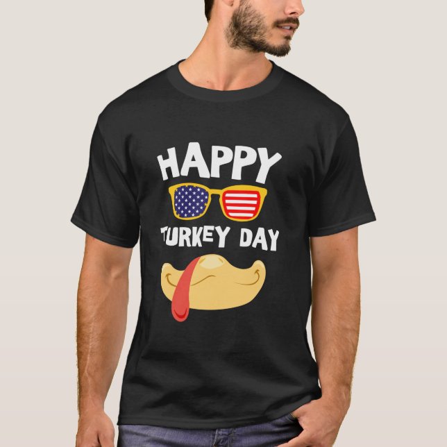 Camiseta Feliz Dia da Turquia Engraçado para Crianças Menin (Frente)
