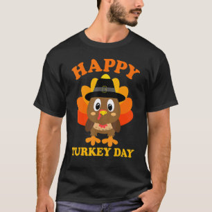 Camiseta Feliz Dia da Turquia Pequeno Peregrino Feliz Graça