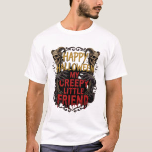 Camiseta Feliz Dia das Bruxas Amigo Sinistro Pequeno Caveir