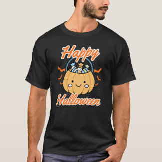 Camiseta Feliz Dia das Bruxas Cesta de Doces de Abóbora Fof