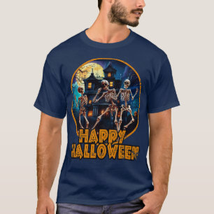 CAMISETA FELIZ DIA DAS BRUXAS COM CASA ASSOMBRADA ANGUSTIAD