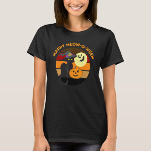 Camiseta Feliz Dia das Bruxas, Cute Black Cat Party Cos