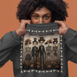 Camiseta Feliz Dia das Bruxas da Família Skeleton assustado