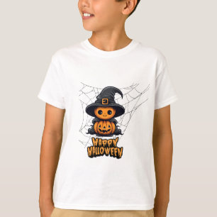 Camiseta Feliz Dia das Bruxas de Abóbora Kawaii