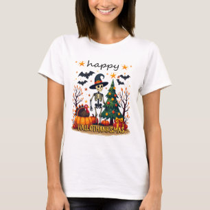 Camiseta Feliz Dia das Bruxas de Ação de Graças de Natal