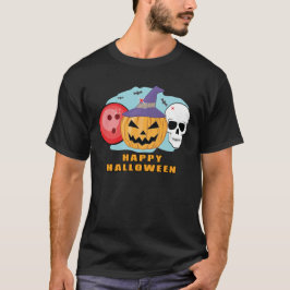 Camiseta Feliz Dia das Bruxas de Boliches - Caveira e Abóbo