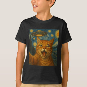 Camiseta Feliz Dia das Bruxas De Gato Laranja Selfie Para M