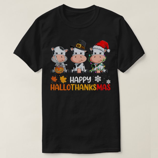 Camiseta Feliz Dia das Bruxas de Hallothanksmas (Frente do Design)