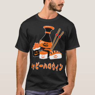 Camiseta Feliz Dia das Bruxas de Spooky em Sashimi Japonês