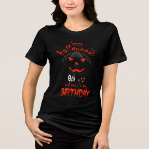 Camiseta Feliz Dia das Bruxas e Sim, é o meu nono aniversár