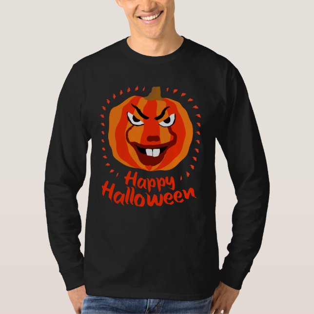 Camiseta 🎃 Feliz Dia das Bruxas - Engraçado, Assustador e  (Frente)