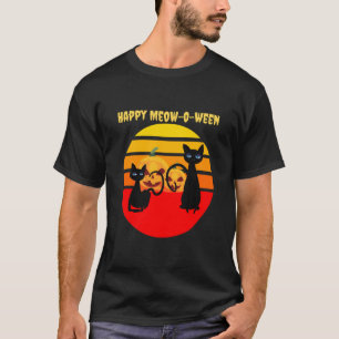 Camiseta Feliz Dia das Bruxas Feliz Meow O Weweed Black Cat