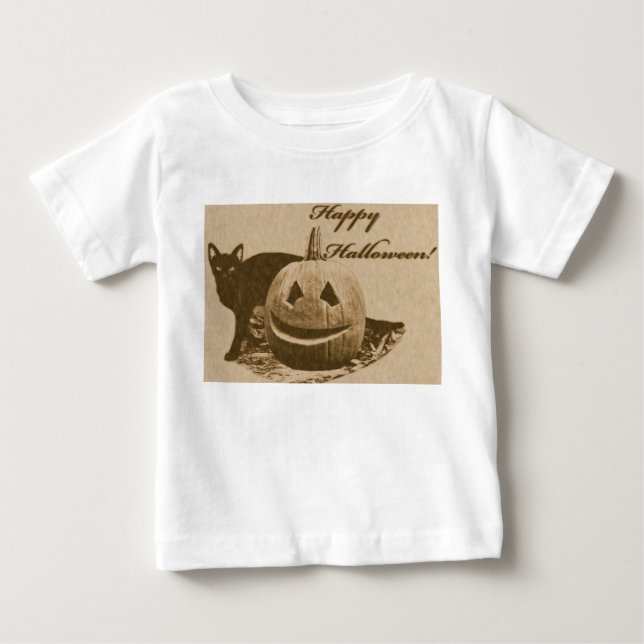 Camiseta Feliz Dia das Bruxas Gato & Abóbora (Frente)