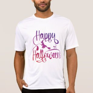 Camiseta Feliz Dia das Bruxas, Gato-de-bruxa voadora