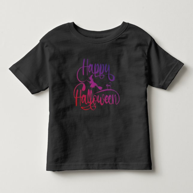 Camiseta Feliz Dia das Bruxas, Gato-de-bruxa voadora (Frente)